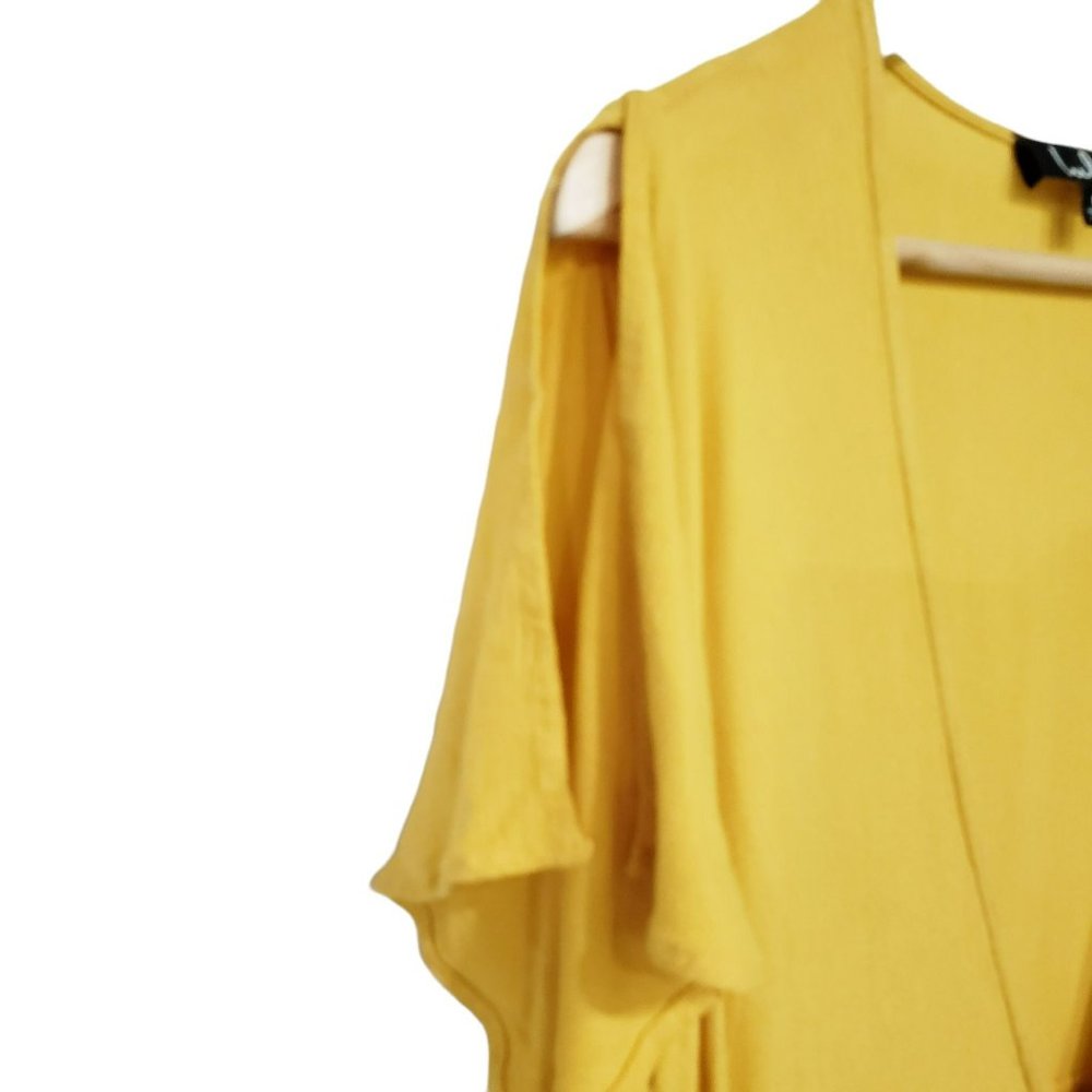 Lulus Much Obliged Golden Yellow Wrap Maxi Dress Women's Size M - Picture 7 of 14